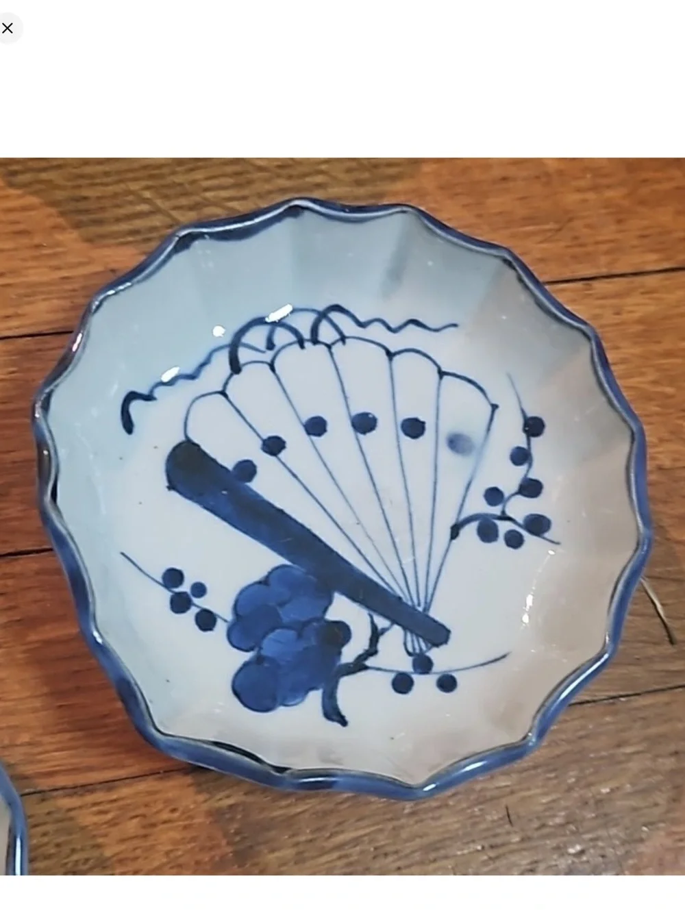 Antique Japanese Dipping bowls Blue Delft Butterfly Small Setb5